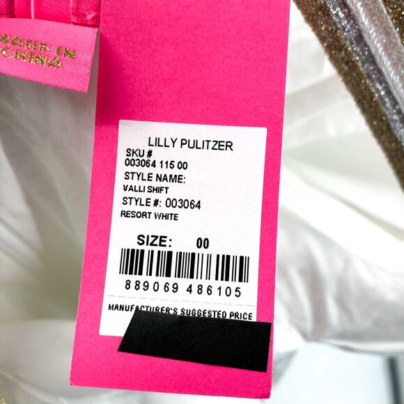 LILLY PULITZER Women's Valli Shift Dress Size 0 Resort White Notched Neck NWT - Picture 13 of 13